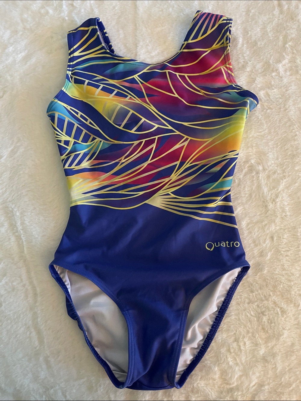 Quatro Multicolor Leaf-Print One-Piece Leotard SZ 11-12 yrs